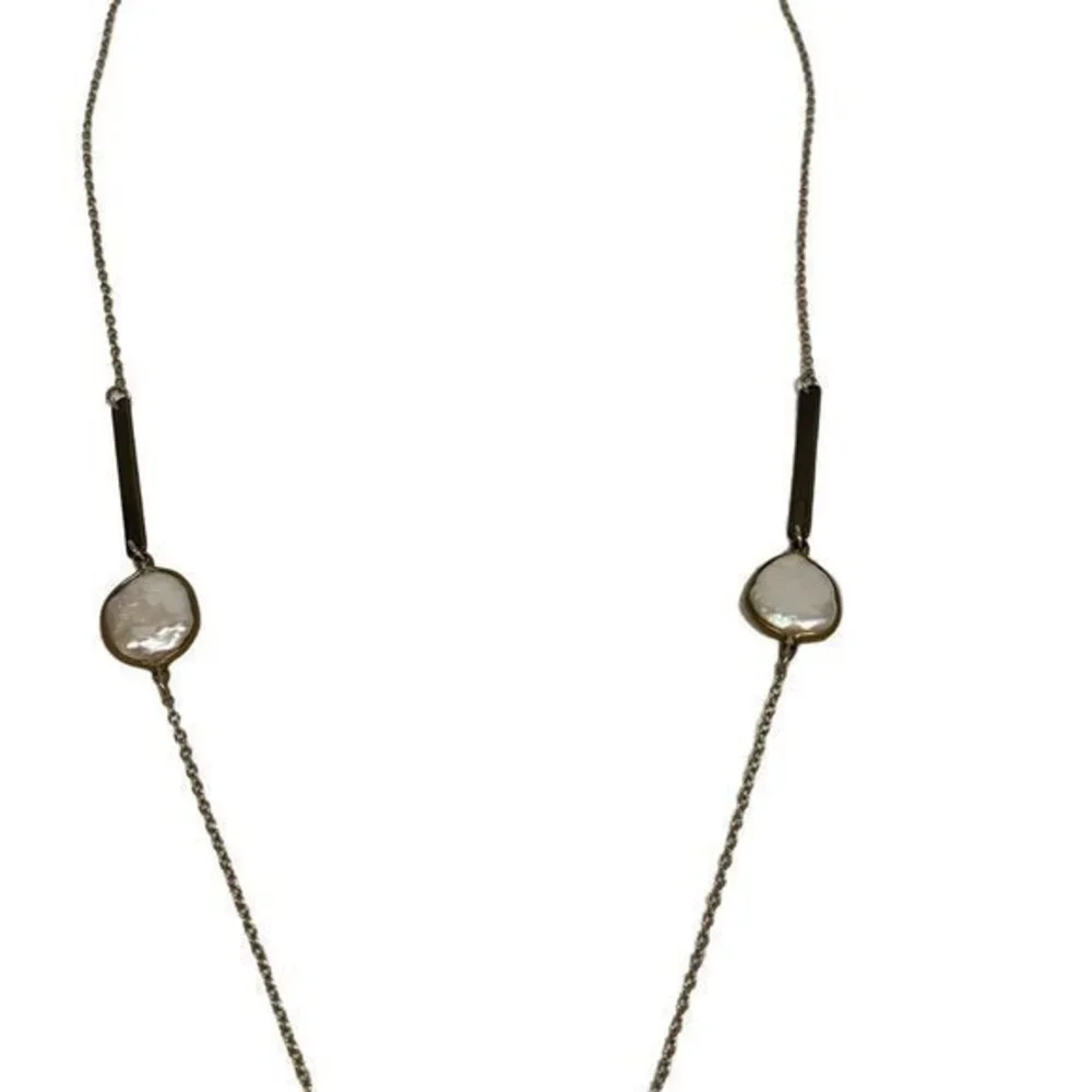 Long Bohemian Style‎ Necklace with Perforated Metal Pendant
